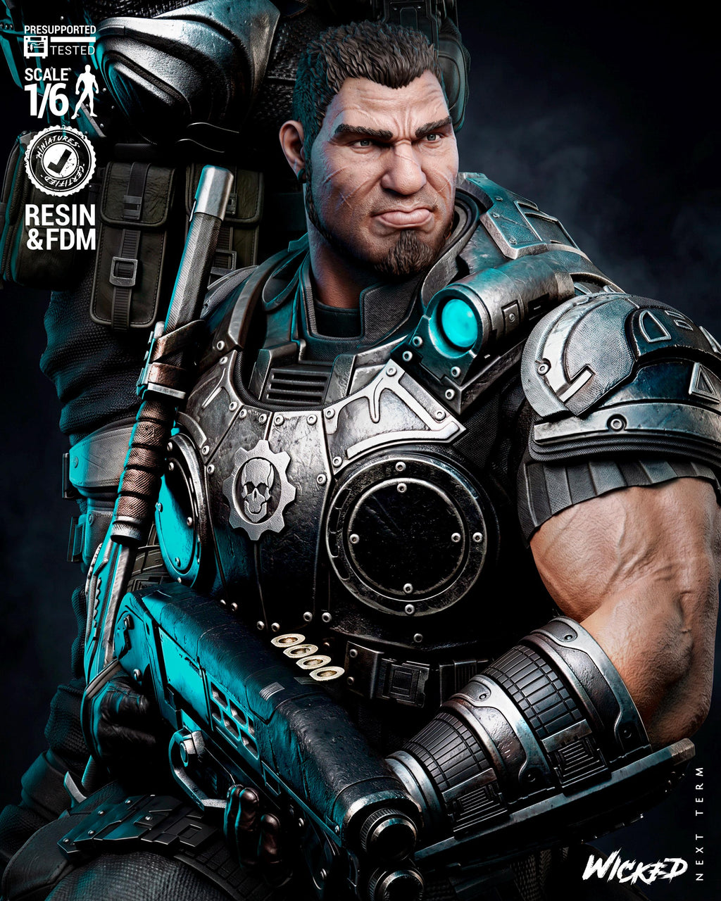 Brothers To The End - Soldier Duo Gaming Characters Marcus Fenix & Dominic Santiago Resin Figure 16K