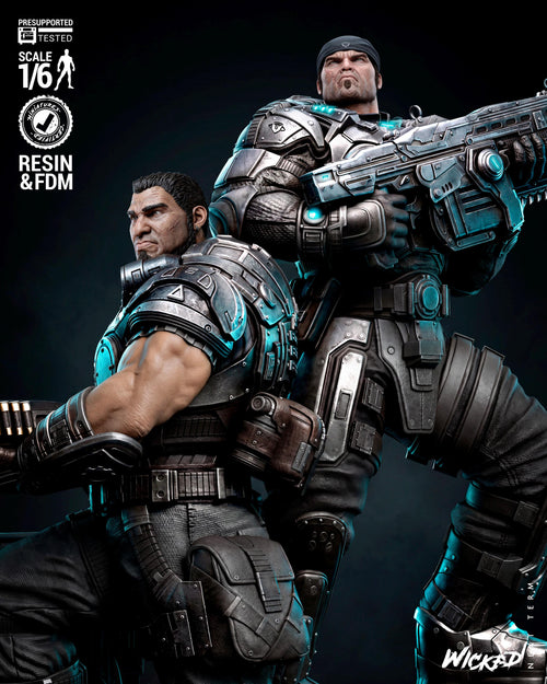 Brothers To The End - Soldier Duo Gaming Characters Marcus Fenix & Dominic Santiago Resin Figure 16K
