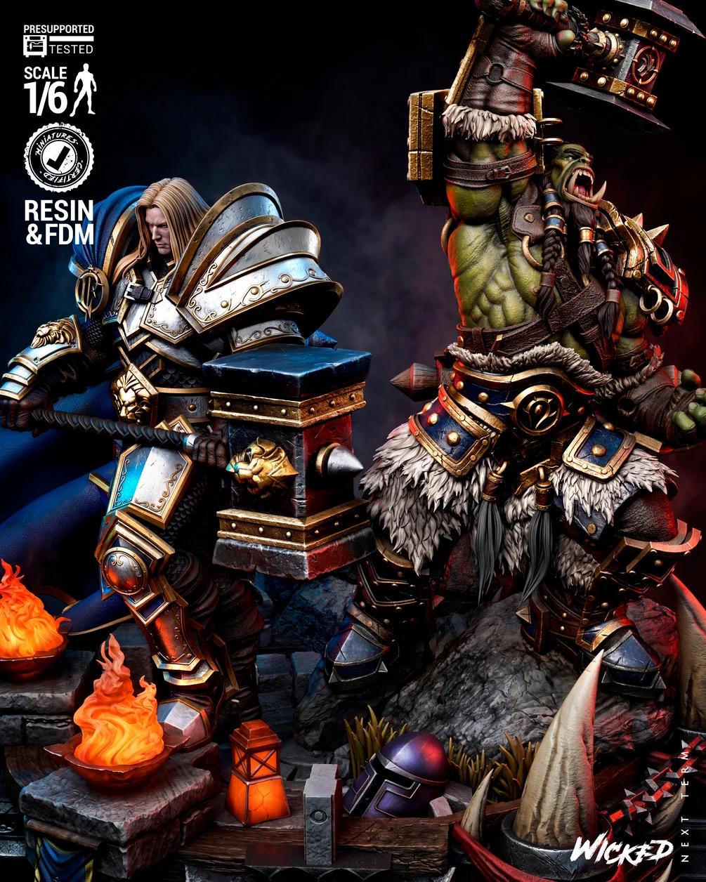 Oath And Fury - Fantasy Warrior Diorama Medieval Leaders Arthas And Thrall Resin Figure 16K