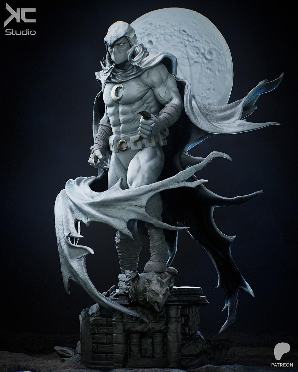 Lunar Vengeance - Mystical Hooded Vigilante Hero Moonknight Resin Figure 16K