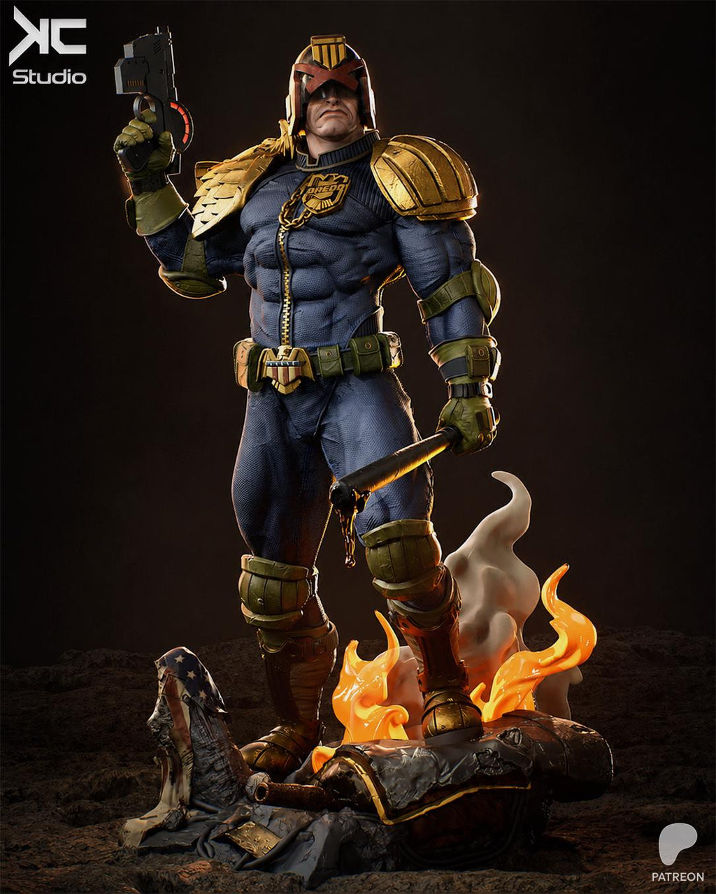 Iron Authority - Armoured Futuristic Lawkeeper Judge Dredd Resin Figure 16K