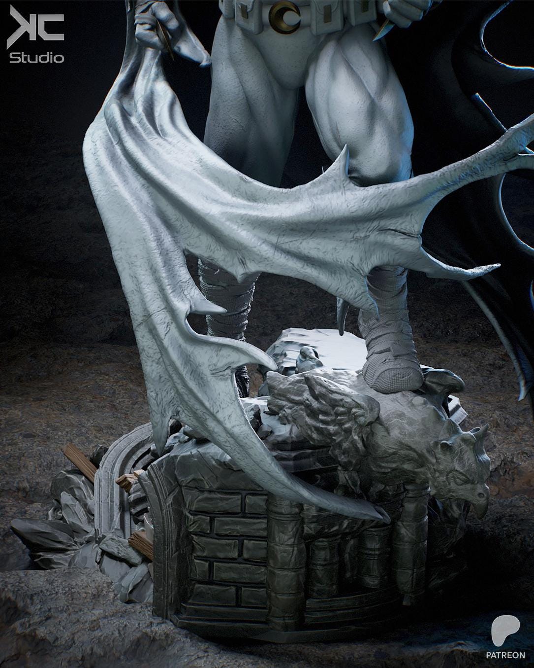 Lunar Vengeance - Mystical Hooded Vigilante Hero Moonknight Resin Figure 16K