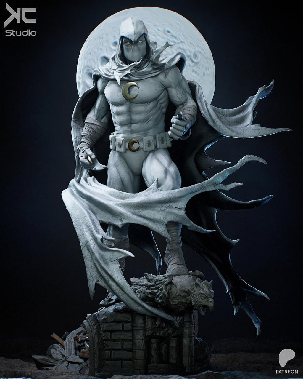 Lunar Vengeance - Mystical Hooded Vigilante Hero Moonknight Resin Figure 16K