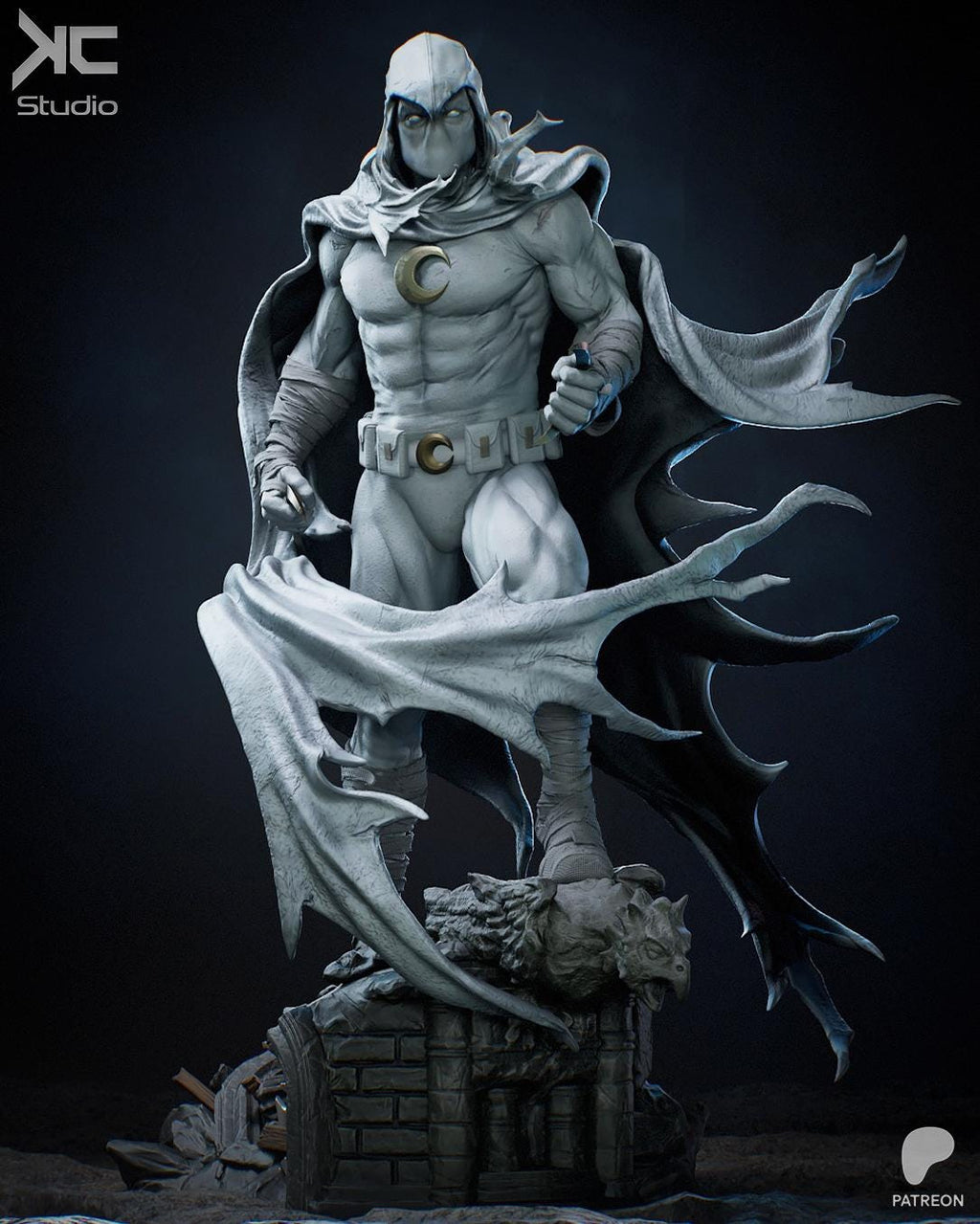 Lunar Vengeance - Mystical Hooded Vigilante Hero Moonknight Resin Figure 16K