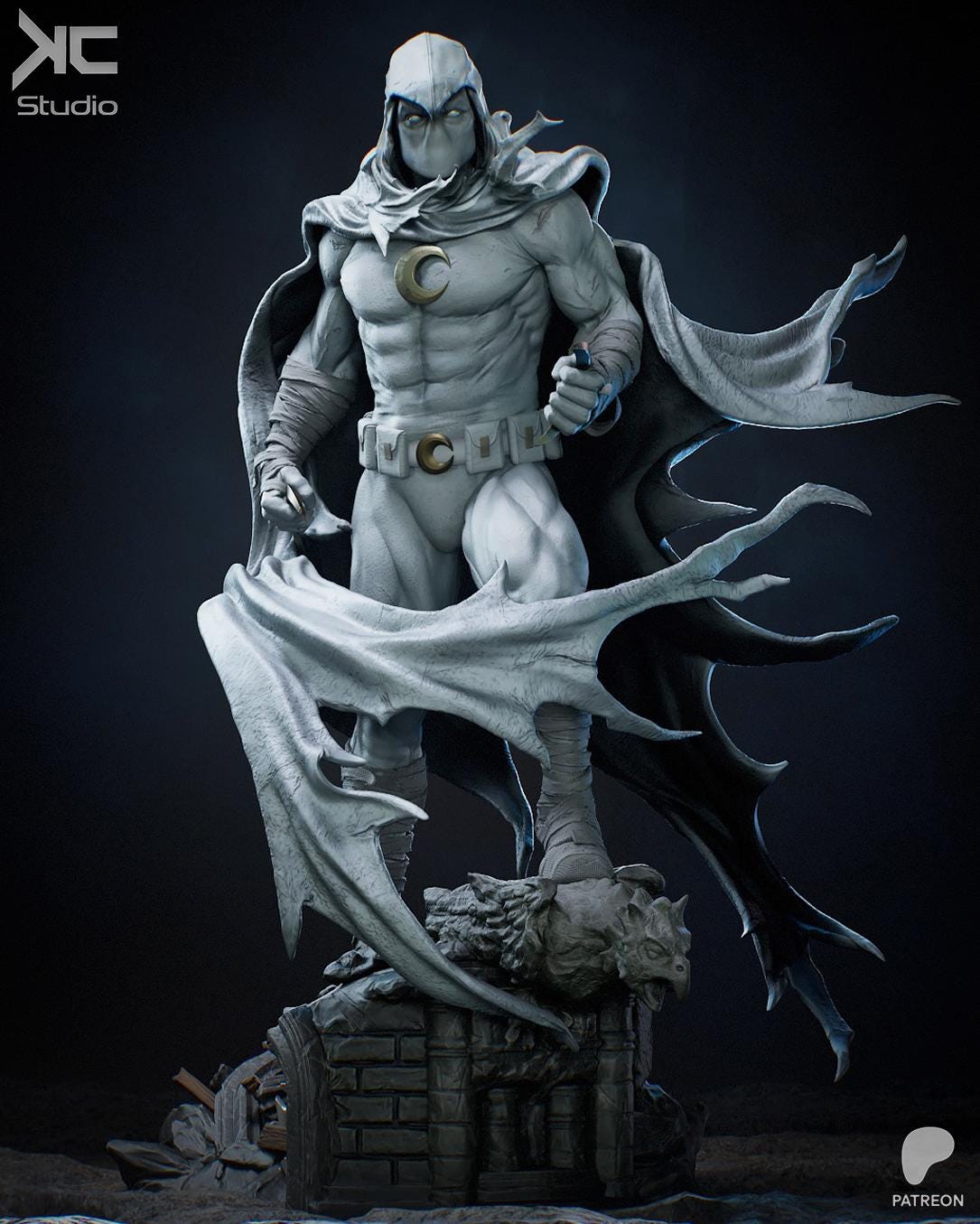 Lunar Vengeance - Mystical Hooded Vigilante Hero Moonknight Resin Figure 16K