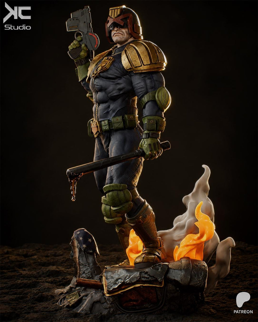 Iron Authority - Armoured Futuristic Lawkeeper Judge Dredd Resin Figure 16K