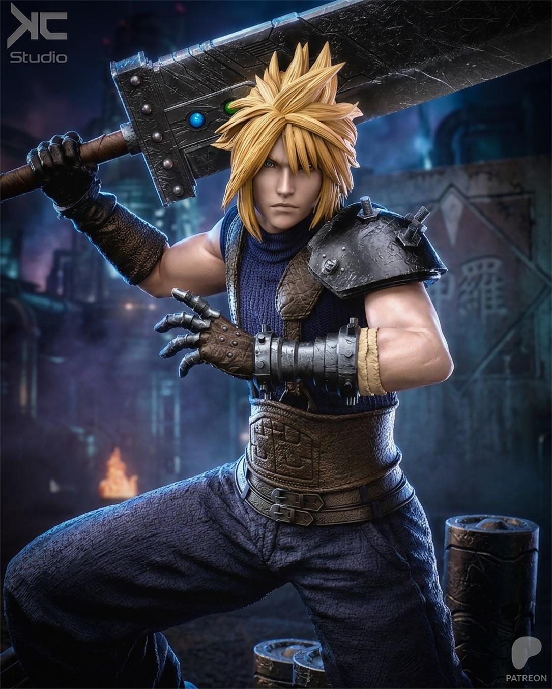 Broken Legacy - Swordsman Battle Worn Heroic Cloud Strife Resin Figure 16K